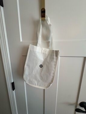 Lululemon Reusable Tote Bag - White/Black Logo - Small/Medium Shopping Bag